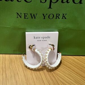 Kate Spade white Francesca Raffia Hoops